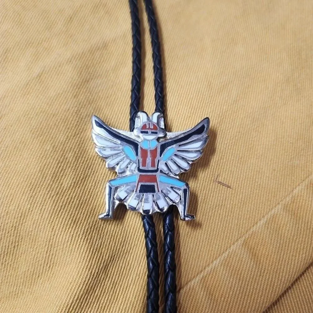 Vtg Silvertone Kachina Bolo Leather Tie